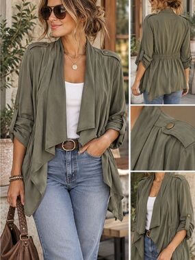 Women’s Olive Green Utility Draped Jacket 63CL